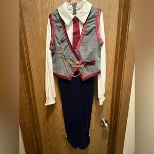 Weissman Gray and Burgundy Vest with Chain Detail